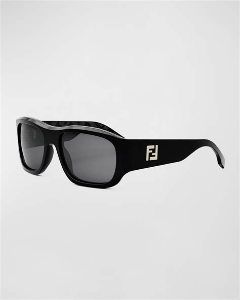 Fendi Men's FF Logo Rectangle Sunglasses 